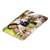 Modern Square Family Monogram Foto Collage Magnet Magneet (Linkerzijde)