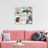 Modern Square Family Monogram Photo Collage Canvas (Insitu (Woonkamer))