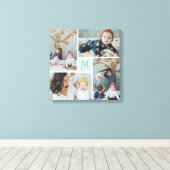 Modern Square Family Monogram Photo Collage Canvas Afdruk (Insitu (Houten vloer))