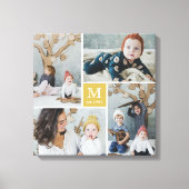 Modern Square Family Monogram Photo Collage Canvas Afdruk (Voorkant)
