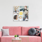Modern Square Family Monogram Photo Collage Canvas Afdruk (Insitu (Woonkamer))