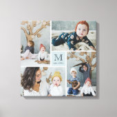 Modern Square Family Monogram Photo Collage Canvas Afdruk (Voorkant)