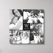 Modern Square Family Monogram Photo Collage Canvas Afdruk (Voorkant)
