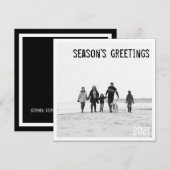 Modern Square Holiday Foto Greeting in B&W Feestdagenkaart (Voorkant / Achterkant)