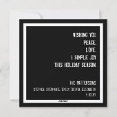 Modern Square Holiday Foto Greeting in B&W Feestdagenkaart (Achterkant)