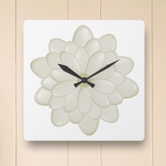 Modern Square Ivory Daisy Flower Kitchen-klok Vierkante Klok