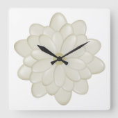 Modern Square Ivory Daisy Flower Kitchen-klok Vierkante Klok (Voorkant)
