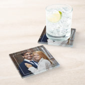 Modern Square Lijst Monogrammed Foto Glazen Onderzetter (Schuin)