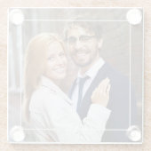 Modern Square Lijst Monogrammed Foto Glazen Onderzetter (Achterkant)