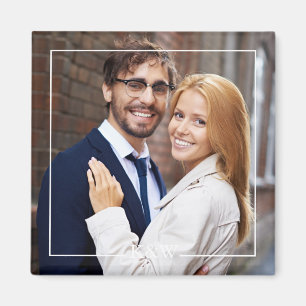 Modern Square Lijst Monogrammed Foto Magneet