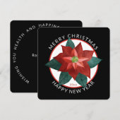 Modern Square Merry kerst Grote Rode Poinsettia Feestdagenkaart (Voorkant / Achterkant)