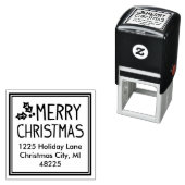 Modern Square Merry-kerstretouradres Zelfinktende Stempel (In situ)