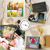 Modern Square Monogram Afstuderen 4 Foto Collage Canvas Afdruk