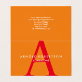 Modern Square Monogram Trendy Oranje Red Visitekaartje (Buitenkant ongevouwen)