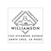 Modern Square Mountain Sunset Landscape Adres Rubberstempel (Afrduk)