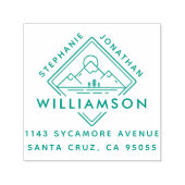 Modern Square Mountain Sunset Landscape Adres Zelfinktende Stempel (Design)