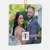Modern Square Pas getrouwd Wedding Foto Keramisch Ornament (Rechts)
