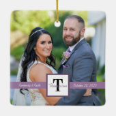 Modern Square Pas getrouwd Wedding Foto Keramisch Ornament (Achterkant)