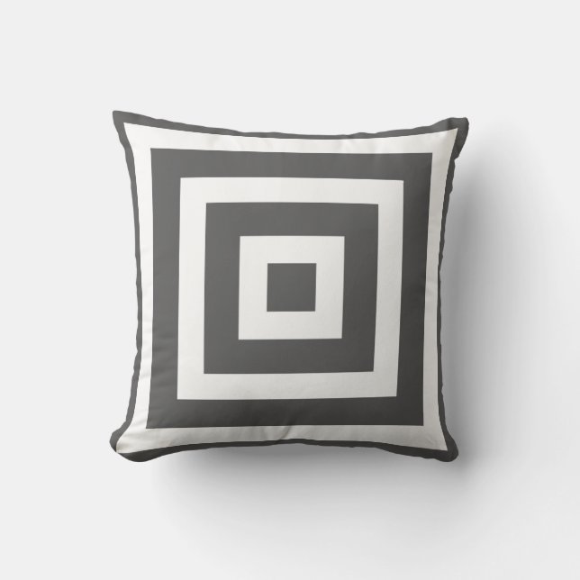 Modern Square Pattern in Charcoal Grey and White Kussen (Voorkant)
