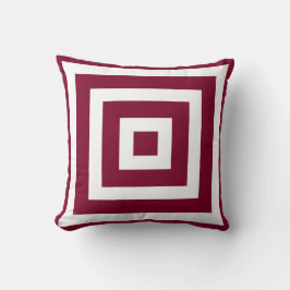 Modern Square Pattern in Cranberry and White Kussen