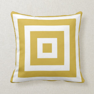 Modern Square Pattern in Mustard and White Kussen