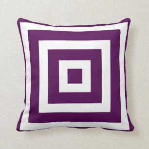 Modern Square Pattern in Plum and White Kussen