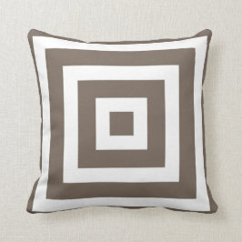 Modern Square Pattern in Taupe and White Kussen