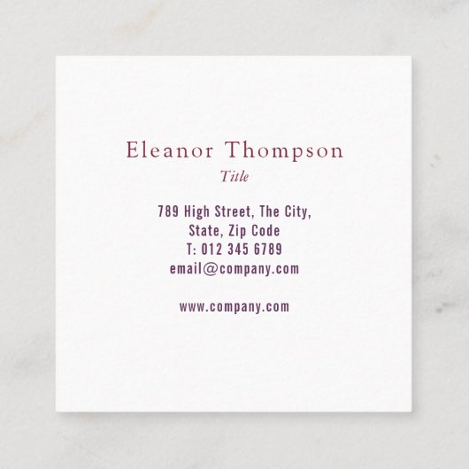 Modern Square Professional Vierkante Visitekaartje (Achterkant)