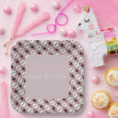 Modern Square roze en Bourgogne Papieren Bordje (Feest)