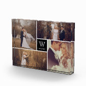 Modern Square Weddenschap Monogram Foto Collage Bl (Rechts)