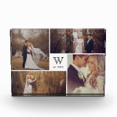 Modern Square Weddenschap Monogram Foto Collage Bl (Voorkant)