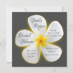 Modern Square White Plumeria Flower, Vrijgezellenf Kaart