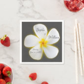 Modern Square White Plumeria Flower, Wedding Servet (Insitu)
