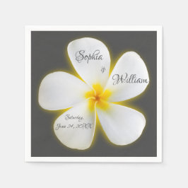 Modern Square White Plumeria Flower, Wedding Servet