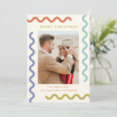 Modern Squiggle unieke vakantie fotokaart Feestdagenkaart (Staand voorkant)