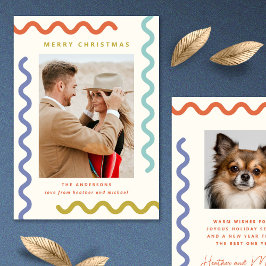 Modern Squiggle unieke vakantie fotokaart Feestdagenkaart