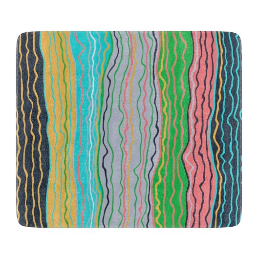 Modern Squiggles 6 x 7 Deco glazen snijplank (Voorkant)