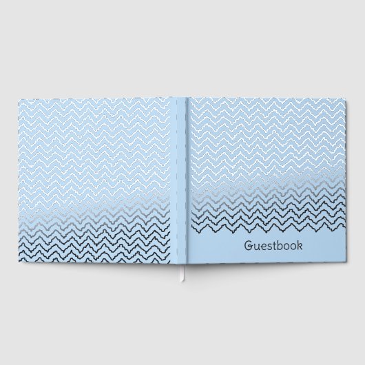 Modern Squiggly Zigzag Chevron Pattern On Blue Gastenboek (Volledig)