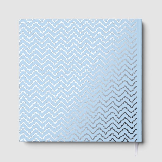 Modern Squiggly Zigzag Chevron Pattern On Blue Gastenboek (Achterkant)