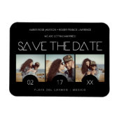 Modern Sript Elegant Romantic Drie Foto's Magneet (Horizontaal)