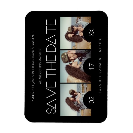 Modern Sript Elegant Romantic Drie Foto's Magneet (Verticaal)