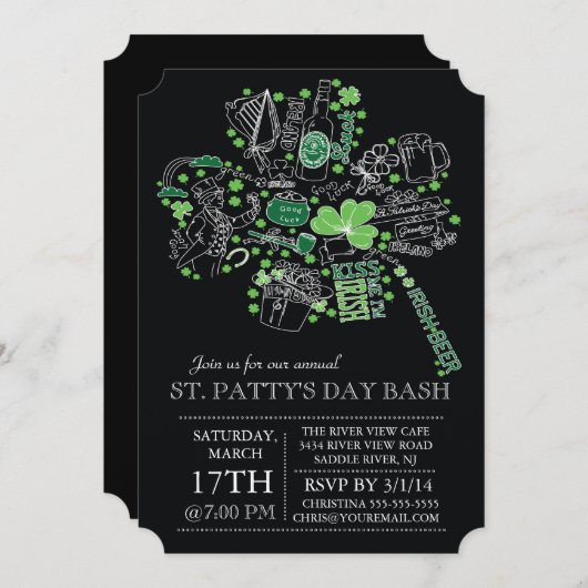 Modern St. Patrick's Day Bash Dinner Party Kaart (Voorkant / Achterkant)