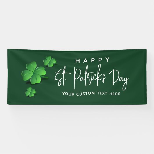Modern St Patricks Day Green Shamrock Party Name Spandoek (Horizontaal)
