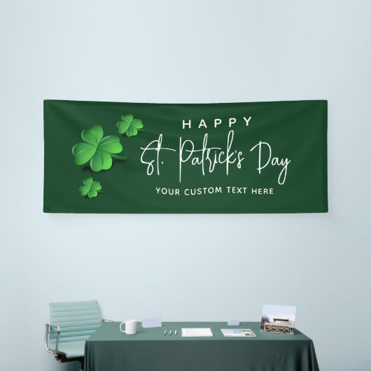 Modern St Patricks Day Green Shamrock Party Name Spandoek (Beurs)