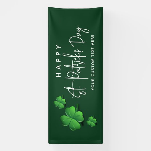 Modern St Patricks Day Green Shamrock Party Name Spandoek (Verticaal)