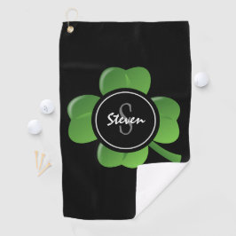 Modern St Patricks Day Lucky Green Shamrock Custom Golfhanddoek
