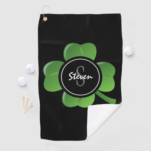 Modern St Patricks Day Lucky Green Shamrock Custom Golfhanddoek (Insitu)