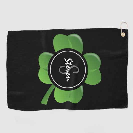 Modern St Patricks Day Lucky Green Shamrock Custom Golfhanddoek (Horizontaal)