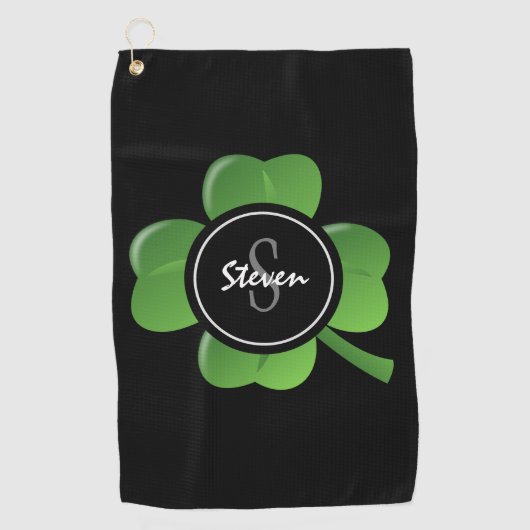 Modern St Patricks Day Lucky Green Shamrock Custom Golfhanddoek (Voorkant)