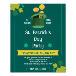 Modern St. Patrick's Day Party Custom Invitation Perfect Poster